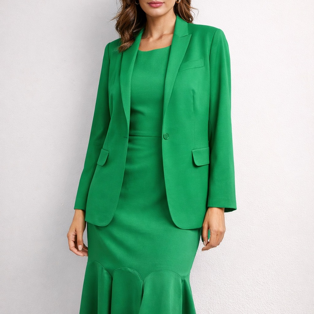 Akris Punto Luxe Green Dress & Blazer Set – Size 12